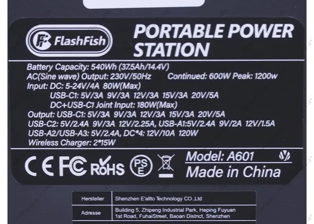Фото 5 - Портативная зарядная станция FlashFish A601 150000mAh 600W
