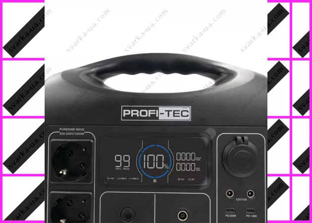 Фото 11 - Портативная зарядная станция PROFI-TEC PPS1200 LiFePO₄ (ном. 1200 Вт / макс. 1500 Вт, батарея 992 Вт⋅ч)