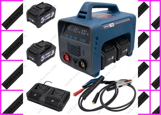 Фото 2 - Зварювальний акумуляторний апарат PROFI-TEC PCWM16040 X-MAX Power (2×PT4080XM (8.0 Aч), зарядний пристрій)