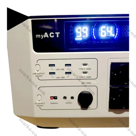 Фото 6 - Зарядна станція myACT AP2502 2496 Вт·год, 2500 Вт, LiFePO4, пікова 4500 Вт