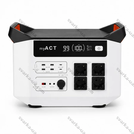 Фото 4 - Портативна зарядна станція myACT AP2002 Grey 2000 Вт, 1872 Вт*год LiFePO4, 230 В, Зарядна станція на 2 кВт