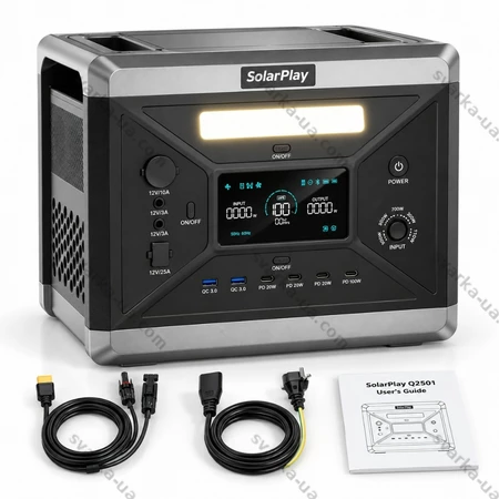 Фото 2 - Портативна зарядна станція SolarPlay Q2501 2400Вт 2160Вт·ч LiFePO4, ДБЖ UPS, для дому та котла