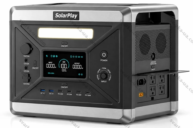 Фото 3 - Портативна зарядна станція SolarPlay Q2501 2400Вт 2160Вт·ч LiFePO4, ДБЖ UPS, для дому та котла